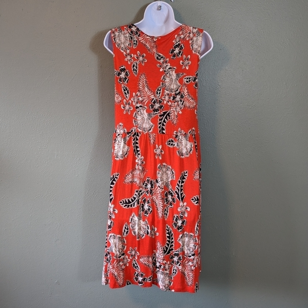 Joe Fresh Red Floral Midi Dress Size M - Picture 4 of 7